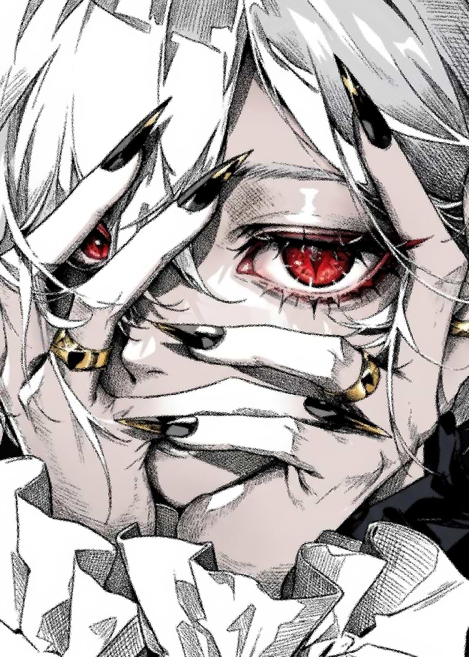 Intense Anime Character Close-up Portrait