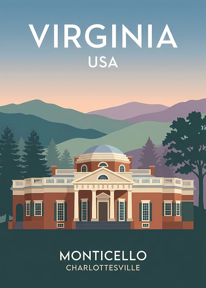 Monticello Virginia Travel Poster