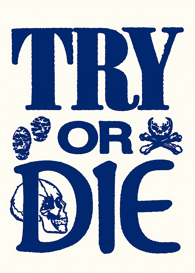 Try or Die Skull Typography Poster