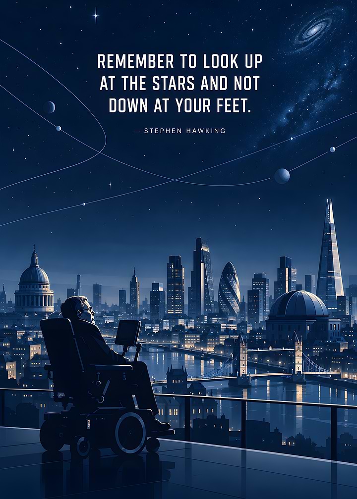 Stephen Hawking Inspirational Space Quote Poster