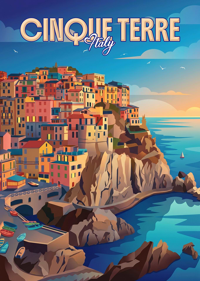 Cinque Terre Italy Travel Poster