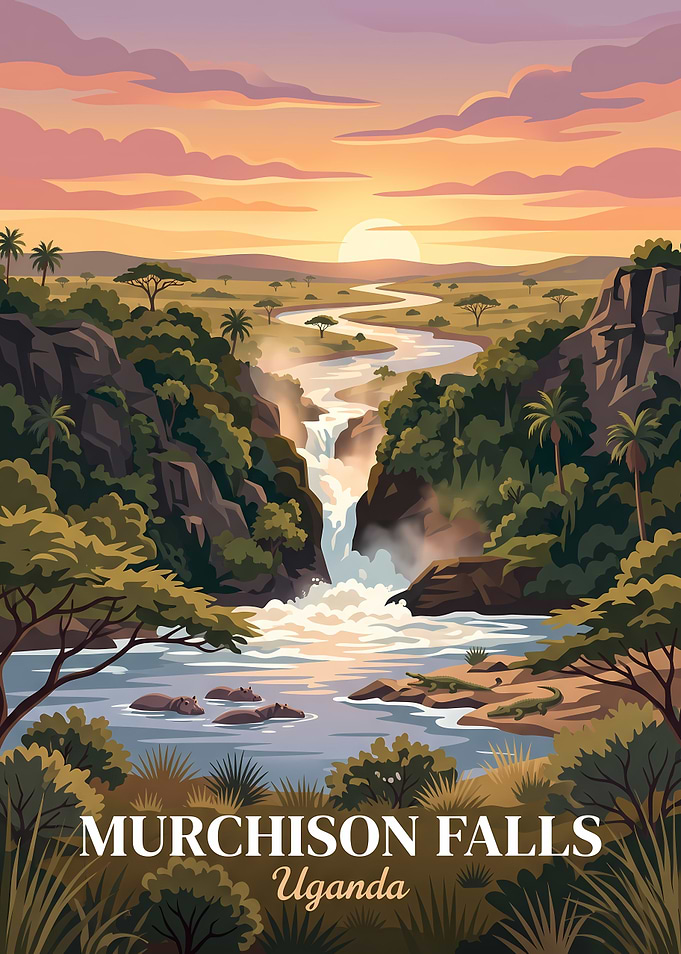 Murchison Falls Uganda Travel Poster