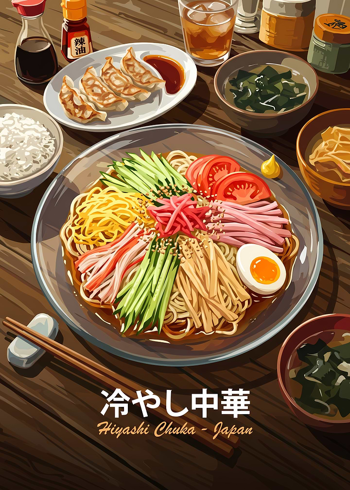 Hiyashi Chuka Japanese Cold Noodle Dish