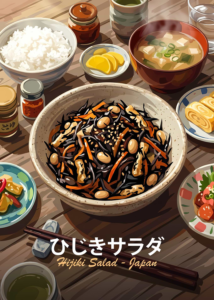 Traditional Japanese Hijiki Salad Meal