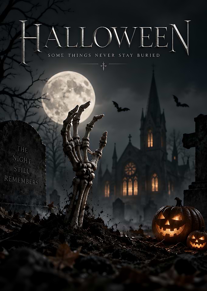 Halloween Graveyard Skeleton Hand Poster