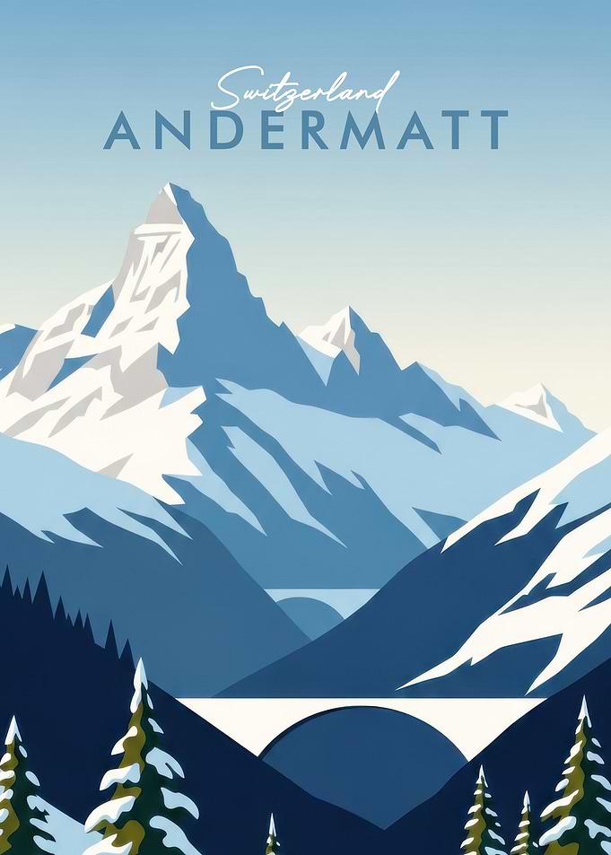 Andermatt Switzerland Travel Poster