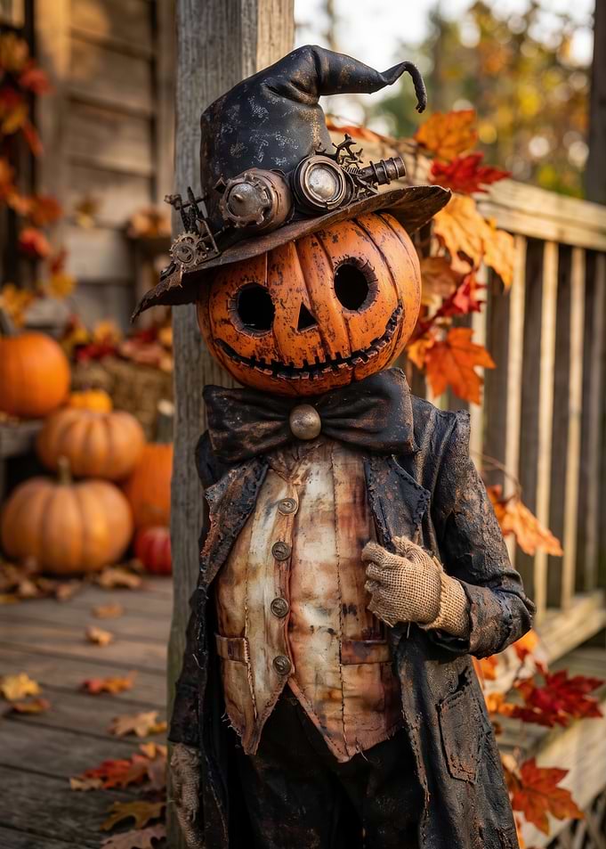 Steampunk Pumpkin Man Halloween Decoration