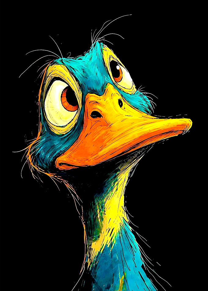 Vibrant Artistic Portrait of a Duck