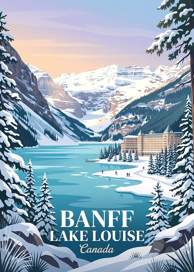 Vintage Travel Poster of Lake Louise