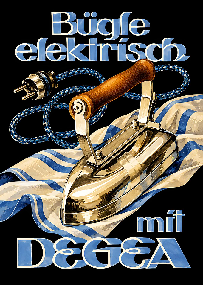 Vintage DEGEA Electric Iron Poster