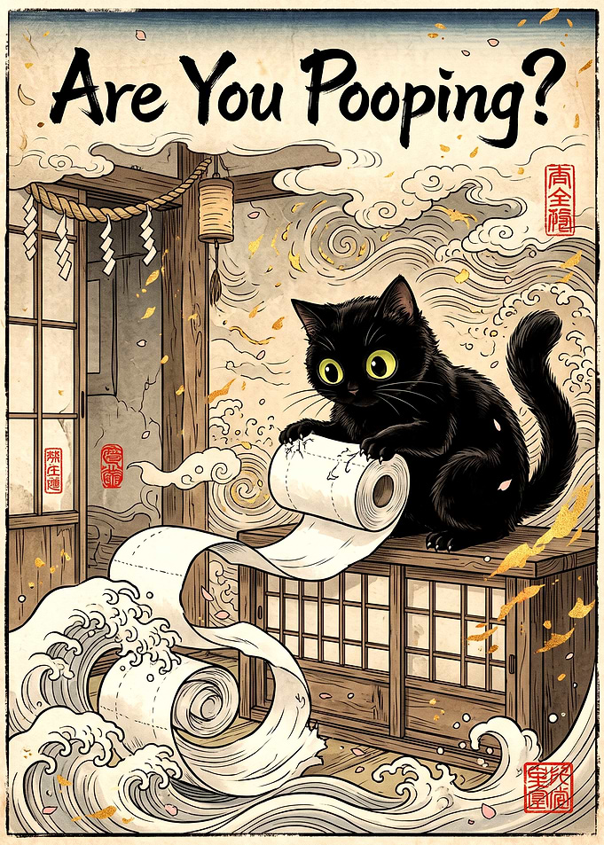 Are You Pooping? Cat Art Print
