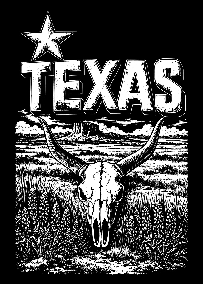 Texas Longhorn Skull Western Graphic