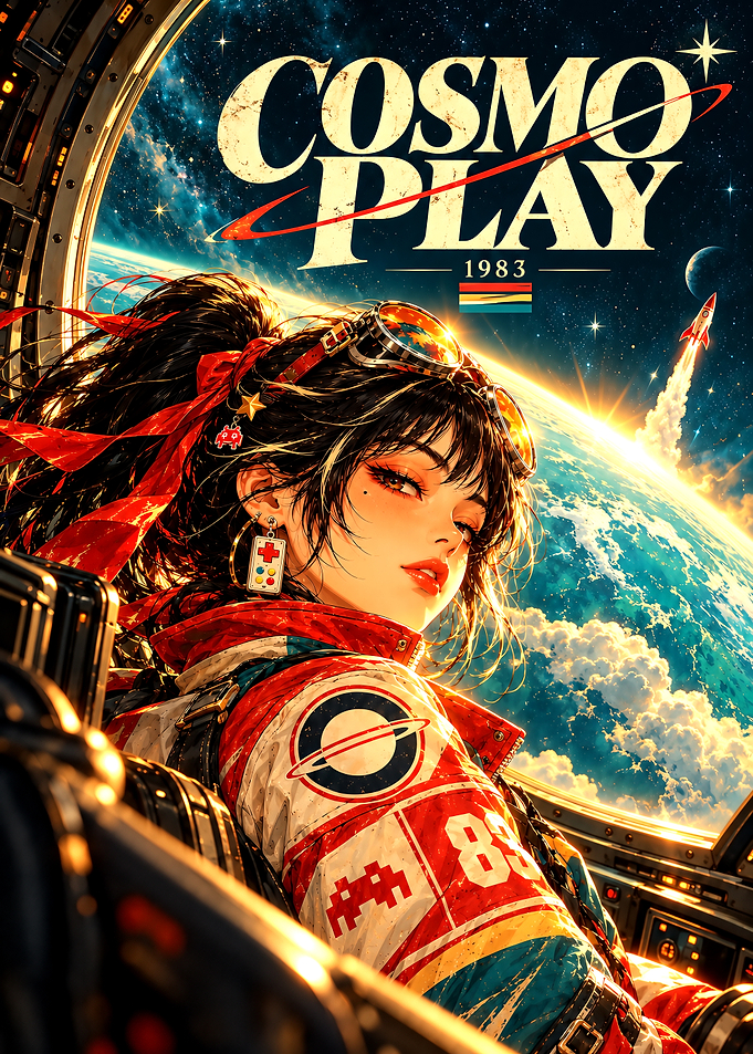 Cosmo Play 1983 Retro Space Poster