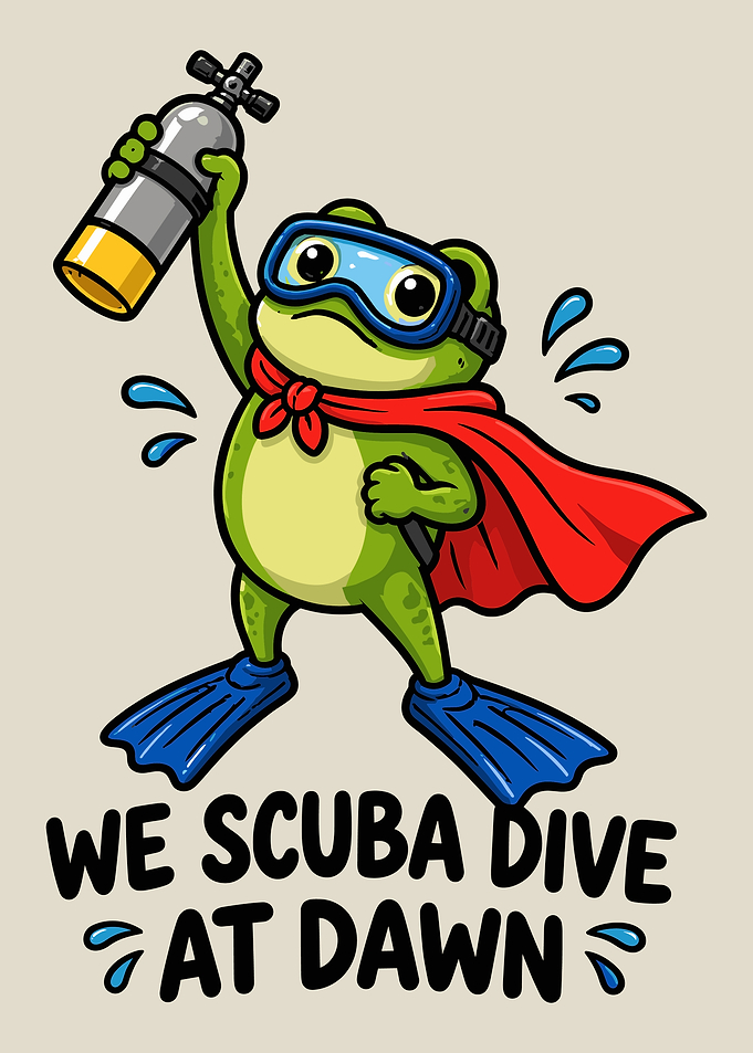 Super Scuba Diving Frog Cartoon