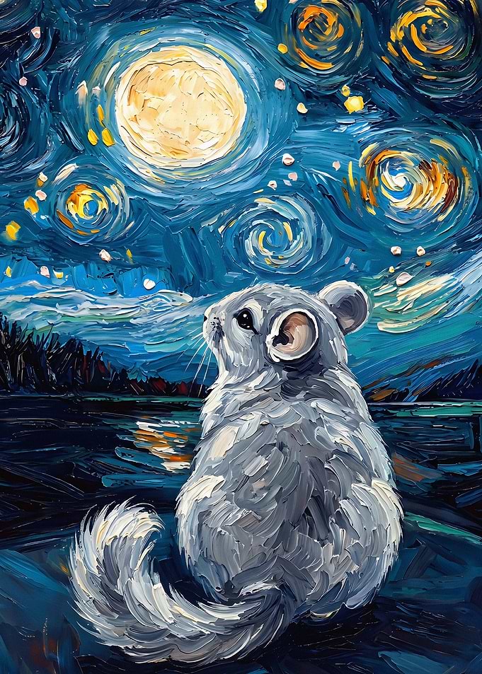 Chinchilla Under Starry Night Sky