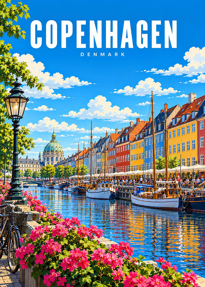 Copenhagen Denmark Travel Poster