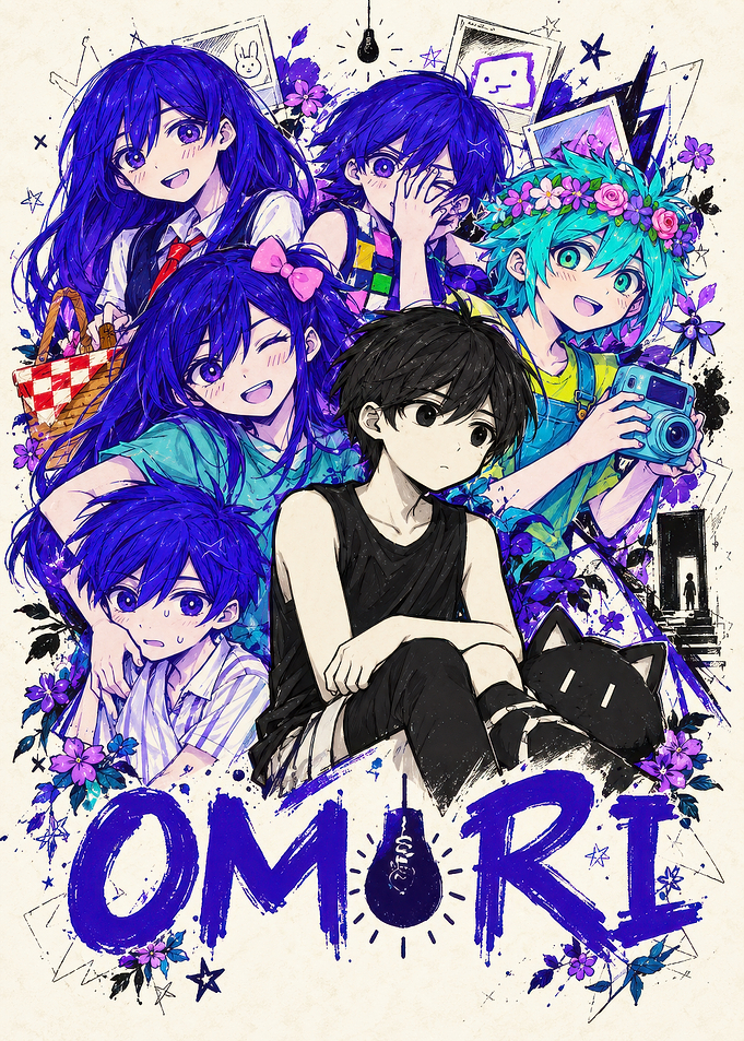 Omori Game Character Group Illustration