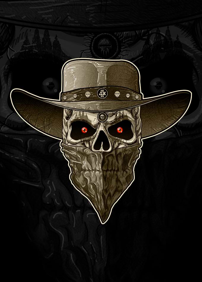 Outlaw Cowboy Skull Digital Illustration