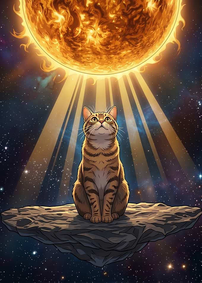 Tabby Cat Floating in Space