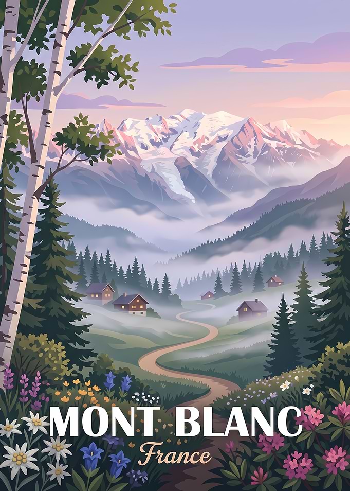 Mont Blanc France Travel Poster