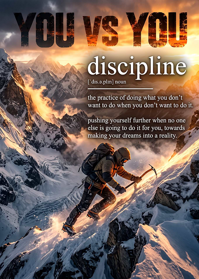 Inspirational Discipline Mountain Climbing Poster