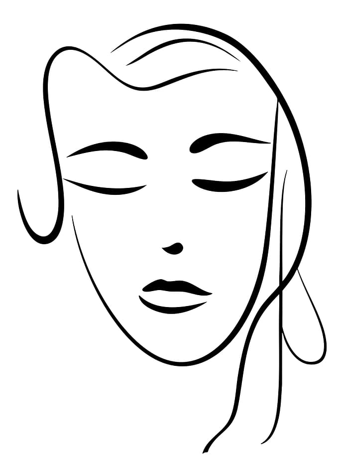 Minimalist Line Art Woman Face