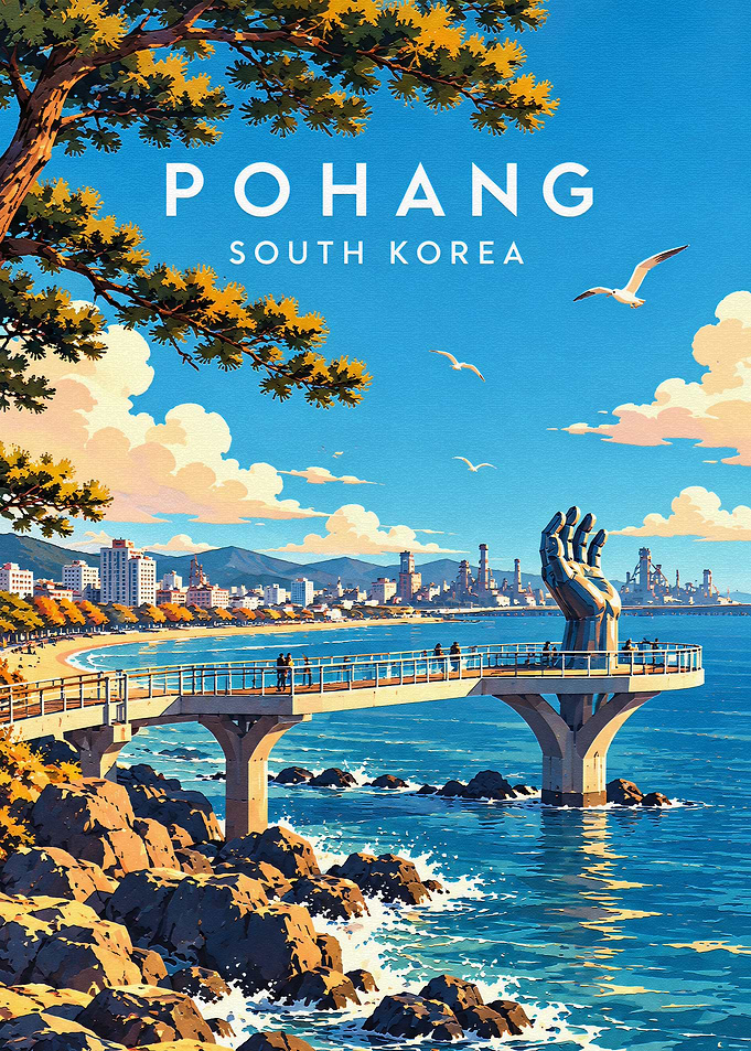 Pohang South Korea Travel Poster