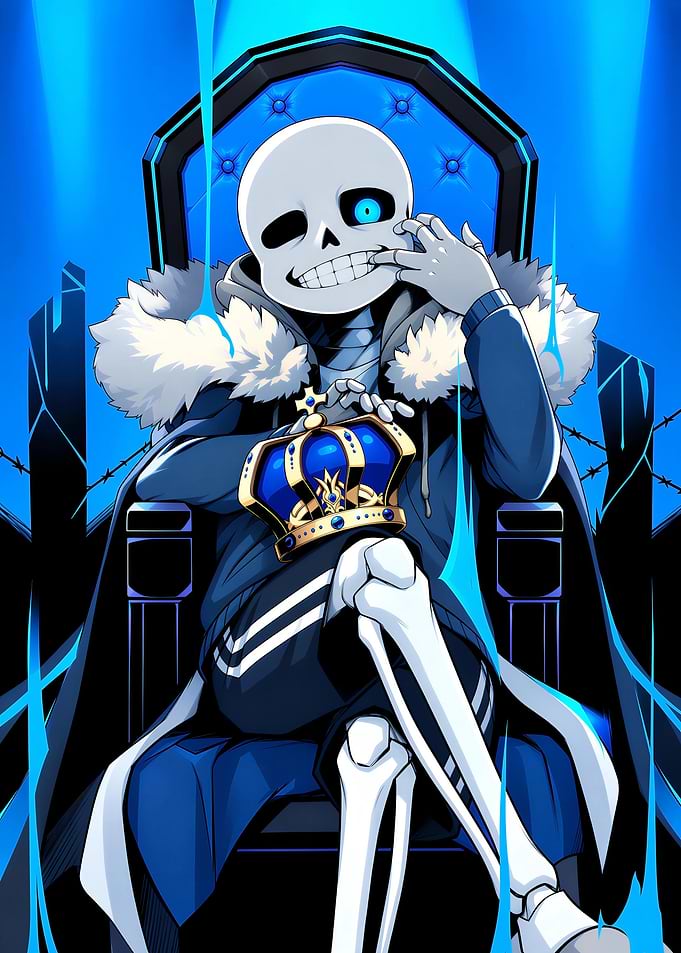 Sans Undertale King on Throne
