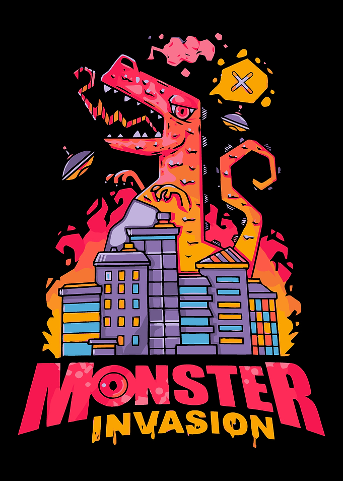 Monster Invasion City Attack Graphic