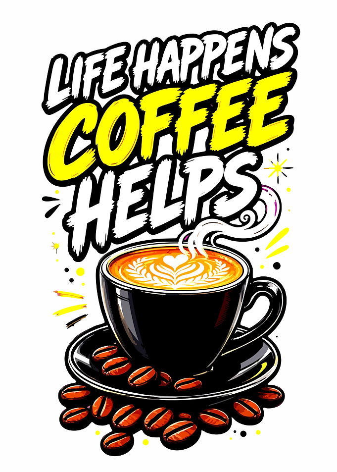 Life Happens Coffee Helps Illustration