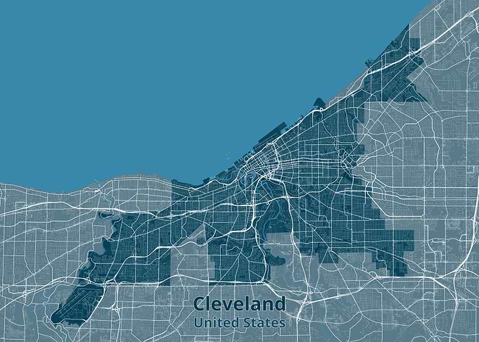 Cleveland City Map Art Print