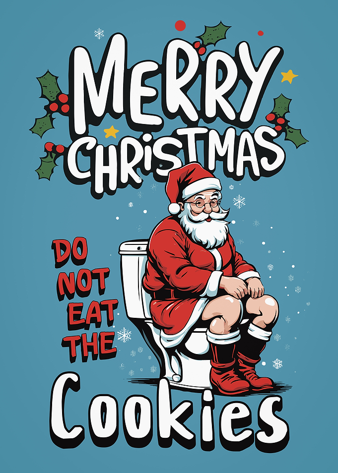 Funny Santa Claus on Toilet Poster
