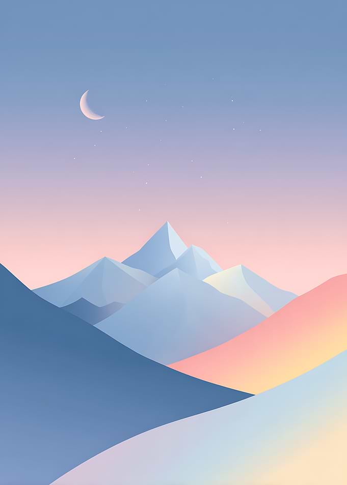 Minimalist Mountain Landscape at Twilight