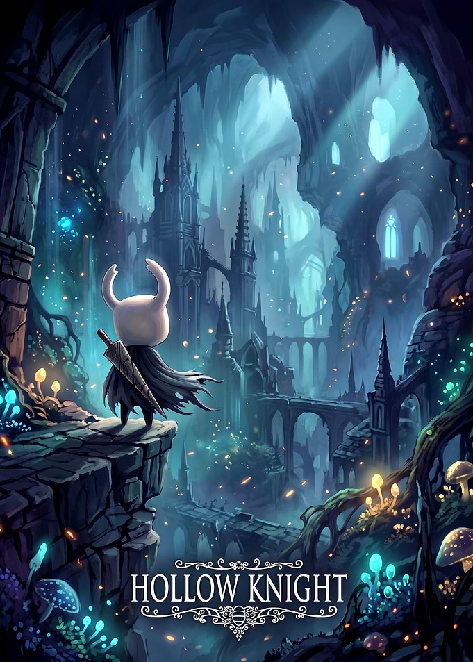 Hollow Knight Standing Before City
