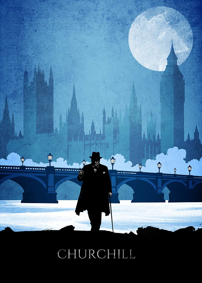Winston Churchill London Silhouette Poster