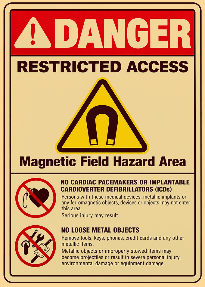 Backrooms Magnetic Field Hazard Warning Sign