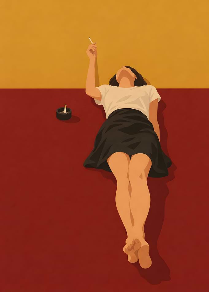 Red Floor Yellow Wall Smoke