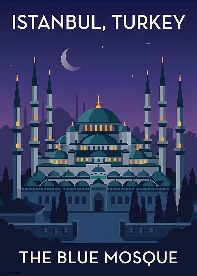 Blue Mosque Istanbul Travel Poster