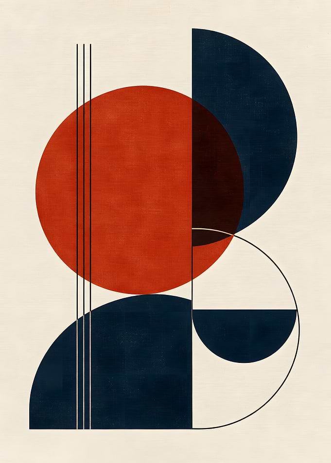 Bauhaus Geometric Circles Minimalist Composition