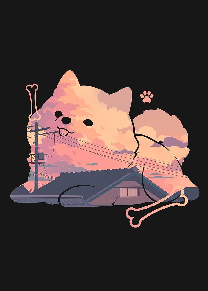 Sunset Shiba Inu Japanese Dog