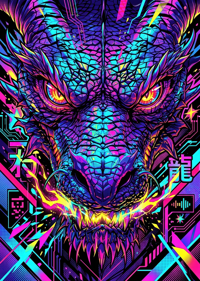 Neon Dragon Portrait