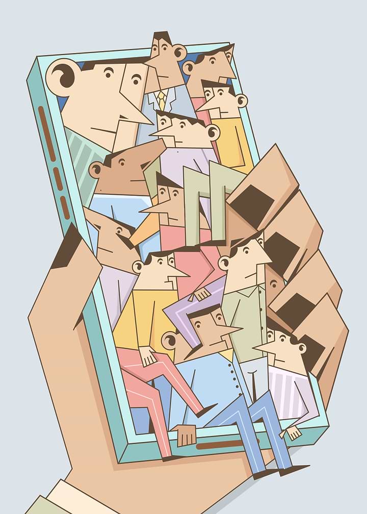 Crowded People Inside a Smartphone
