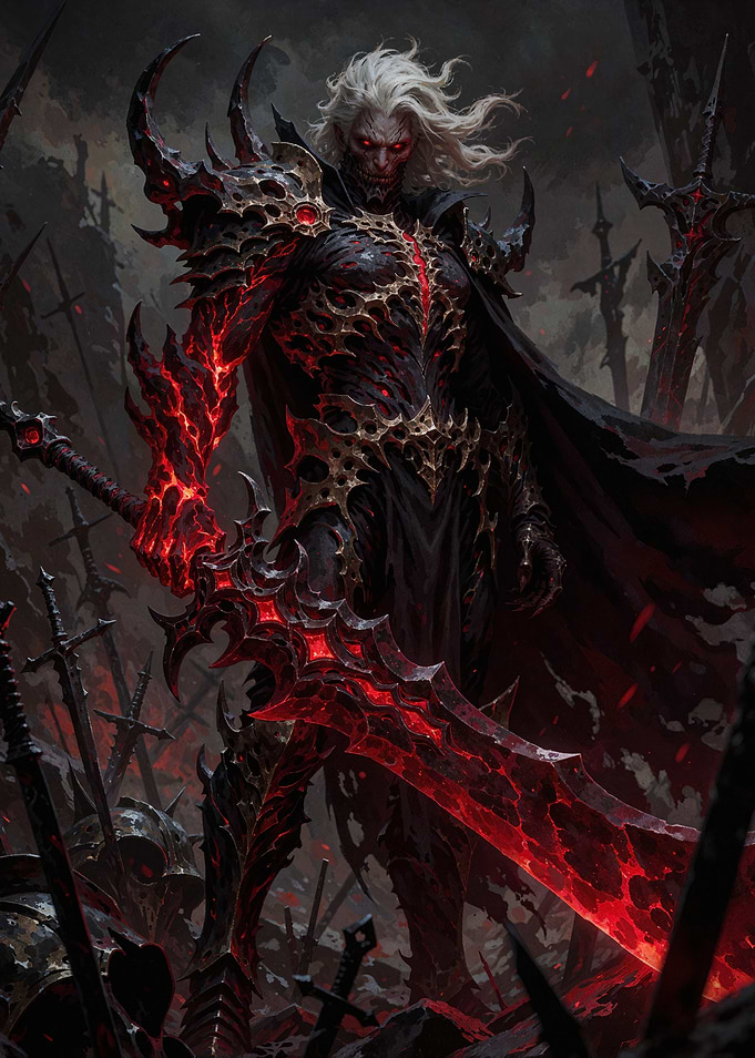 Dark Fantasy Warrior with Glowing Sword