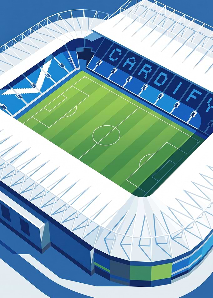 Cardiff City Stadium Legacy Minimalist Illustration