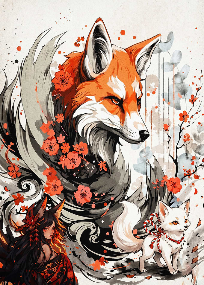 Kitsune Japanese Fox Spirit Art