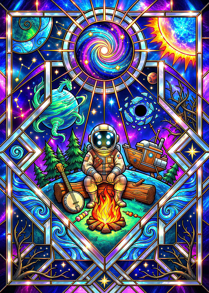 Outer Wilds game in Stained Glass Style