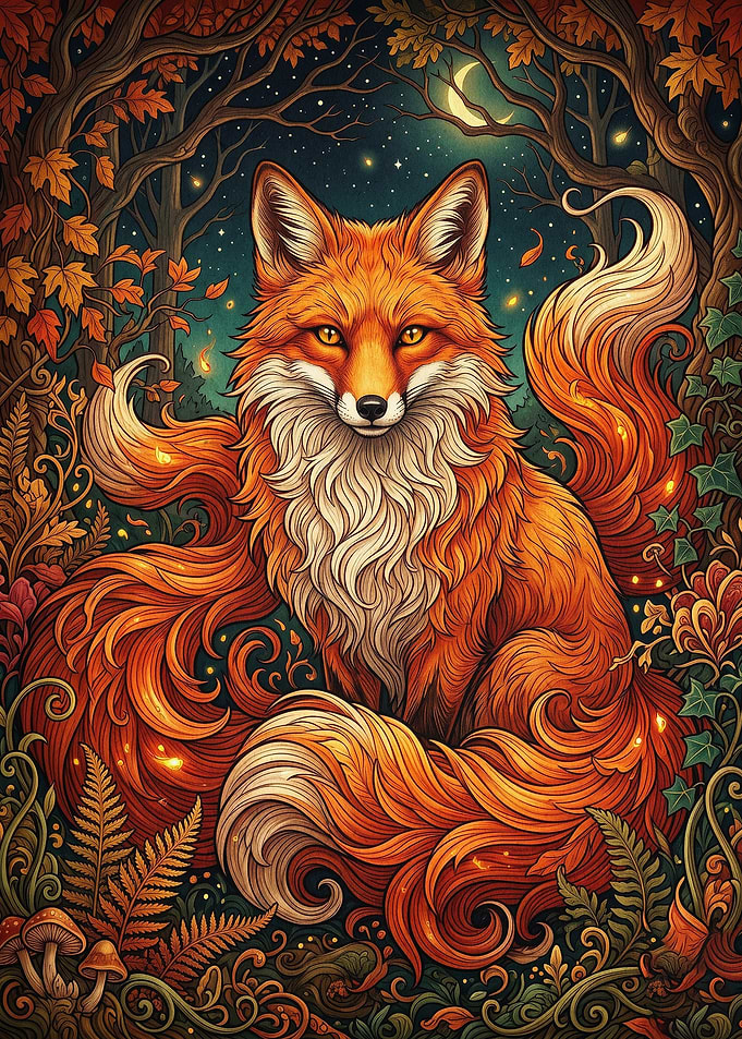 Mystic Fox Fantasy Forest Art