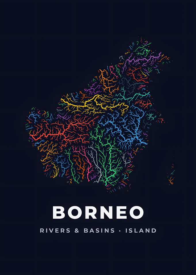 Borneo Neon River Basin Map