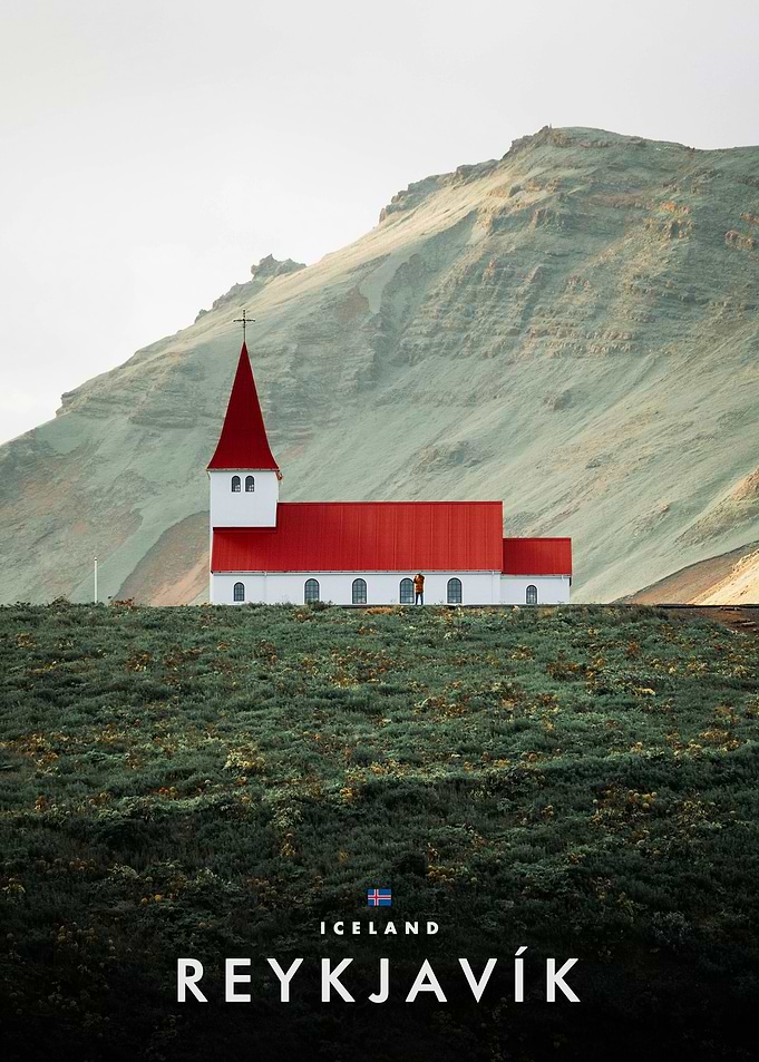 Iconic Red-Roofed Church in Iceland