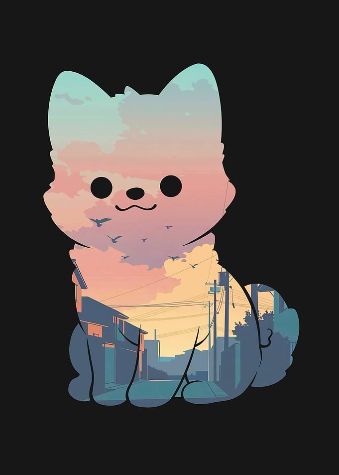 Cute Dog Japanese City